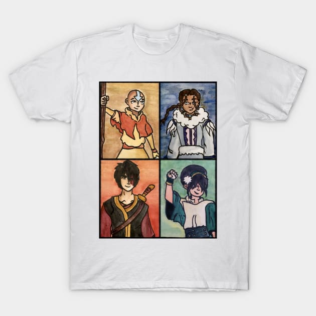 The Last Paintbender: Team Avatar Art Nouveau T-Shirt by TheDoodlemancer